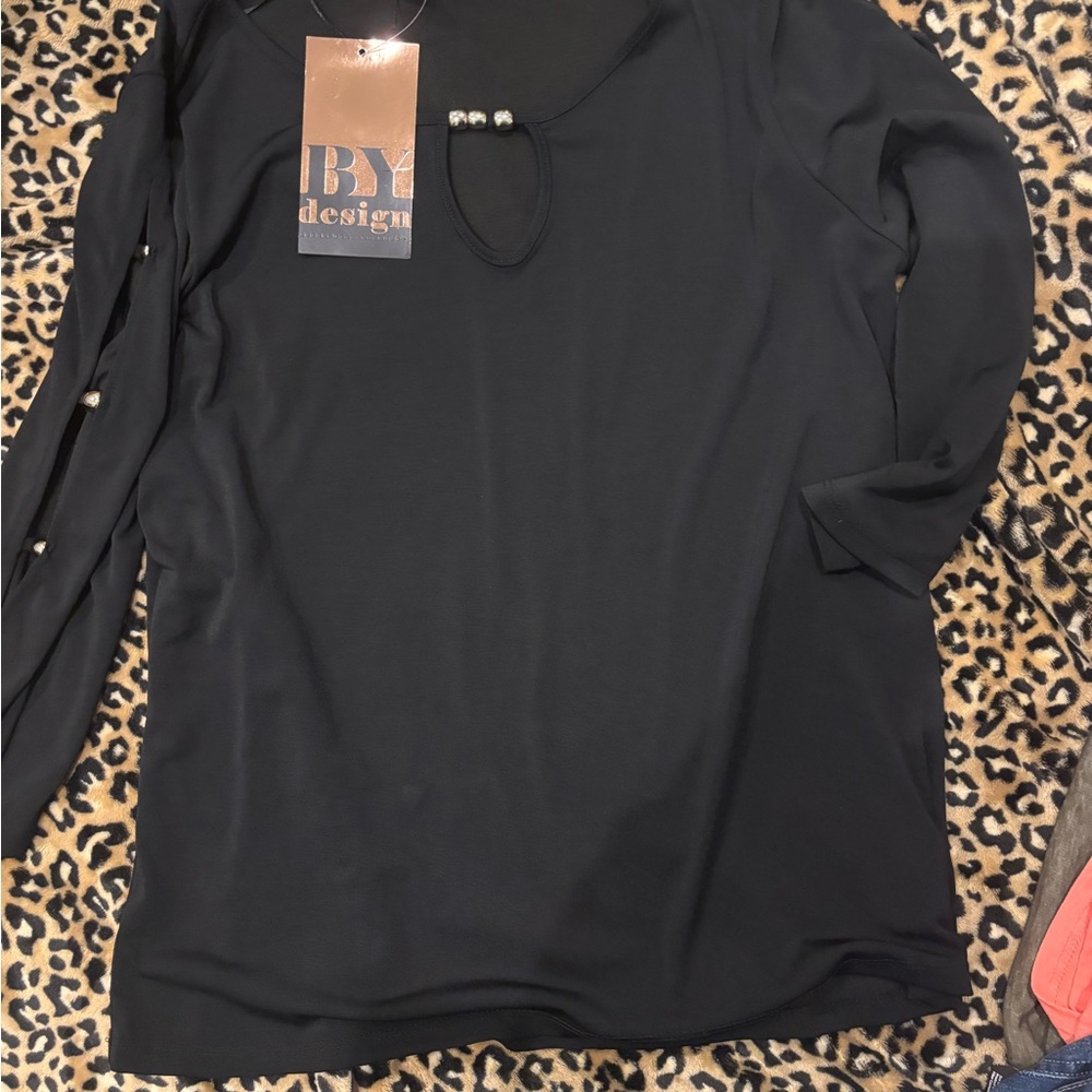 BY Design Black Long Sleeve Women's Top